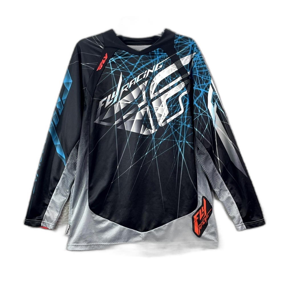 Fly Racing Evolution 2.0 Spike Motocross Jersey Mens M Black Gray Performance